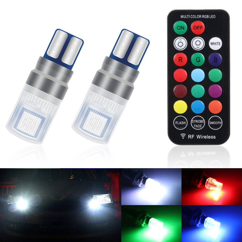 Voice Control Light Bulb - 2 قطعة/المجموعة RGB LED T10 W5W
