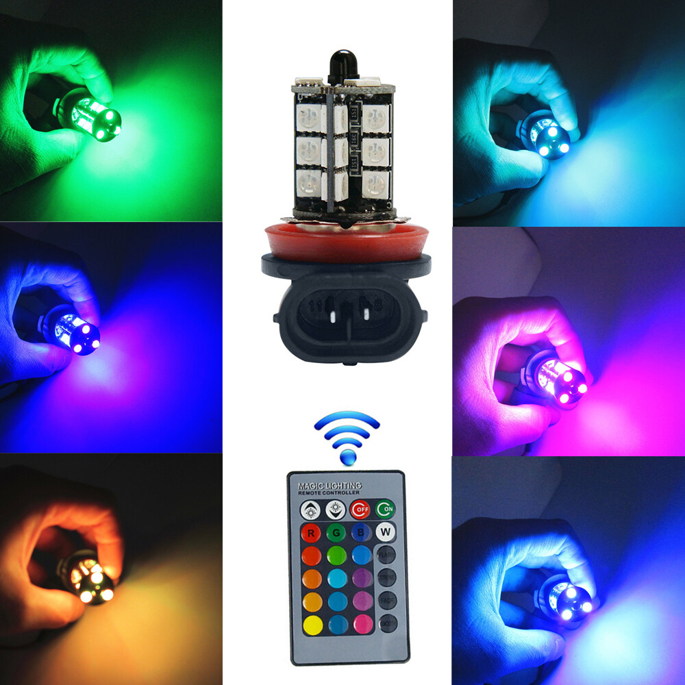 2x RGB H11 H9 H8 5050 27SMD سي - مراجعة Voice Control Light Bulb وسعره