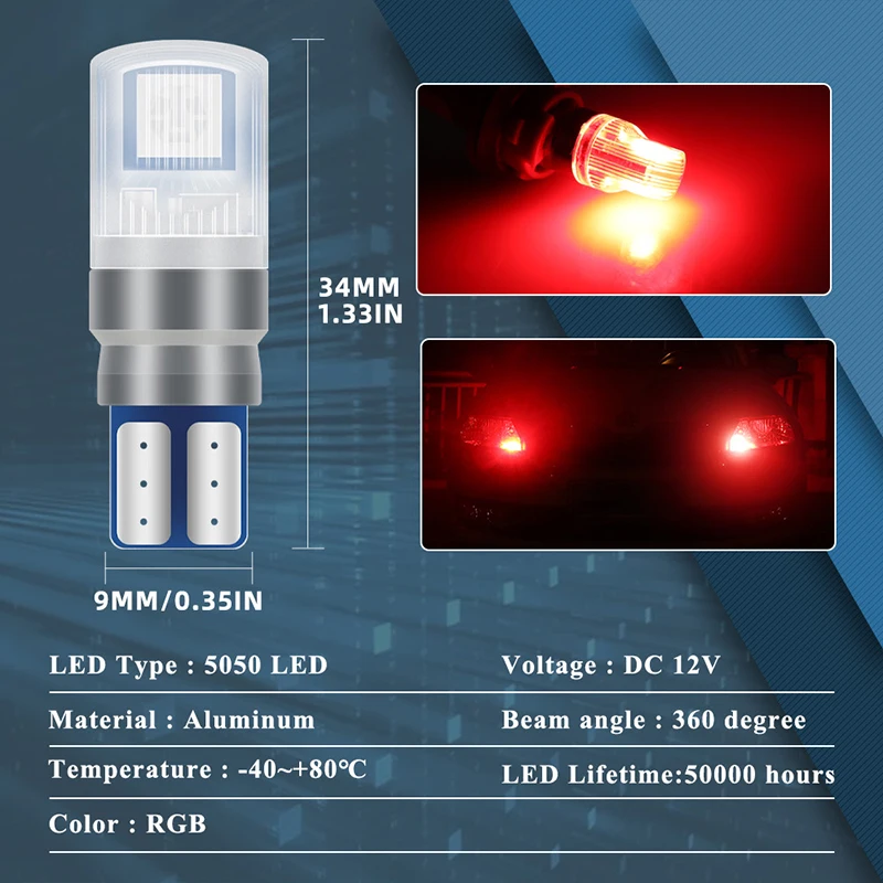 2 قطعة/المجموعة RGB LED T10 W5 - مراجعة Voice Control Light Bulb وسعره