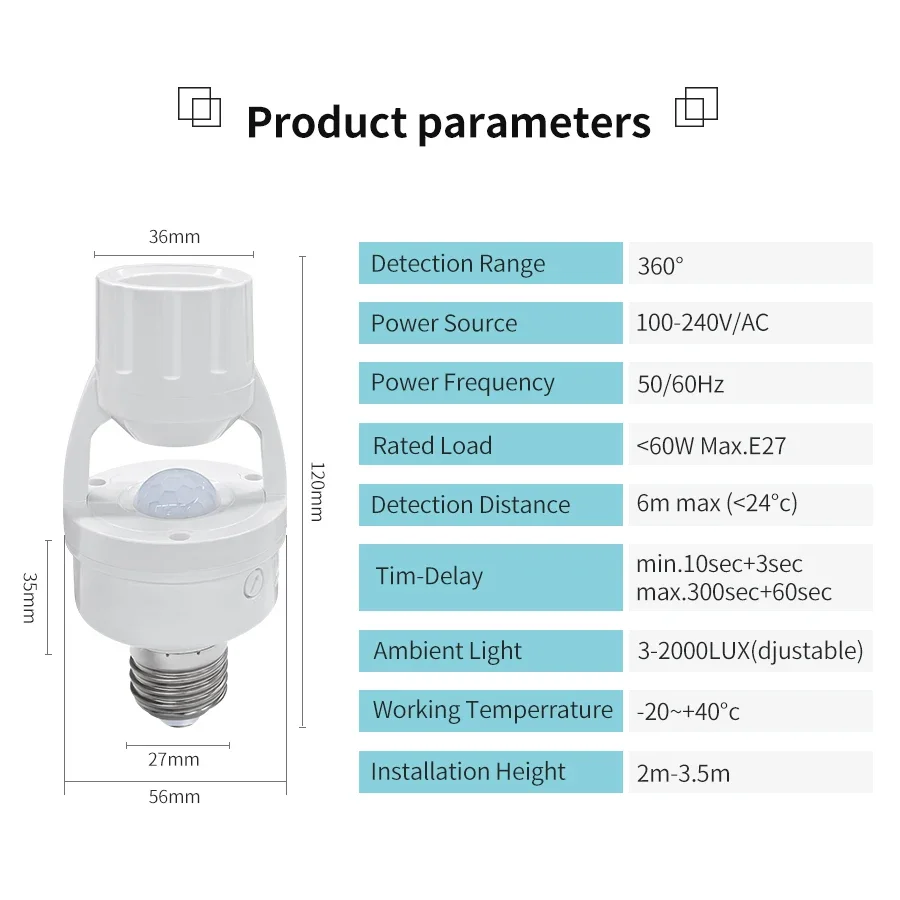 قاعدة مصباح E27 مع مستشعر حركة - مراجعة Voice Control Light Bulb وسعره